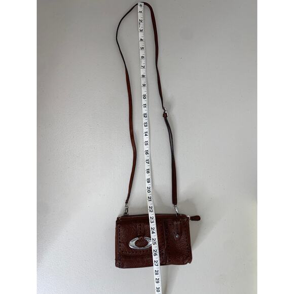Vintage 2000s Brighton Y2K Aesthetic Brown Leather Crossbody Purse Shoulder Bag - Picture 7 of 8